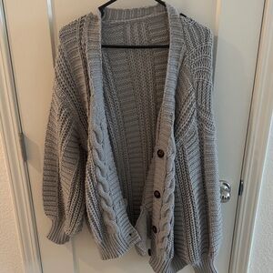 Cozy Gray Cable Knit Sweater